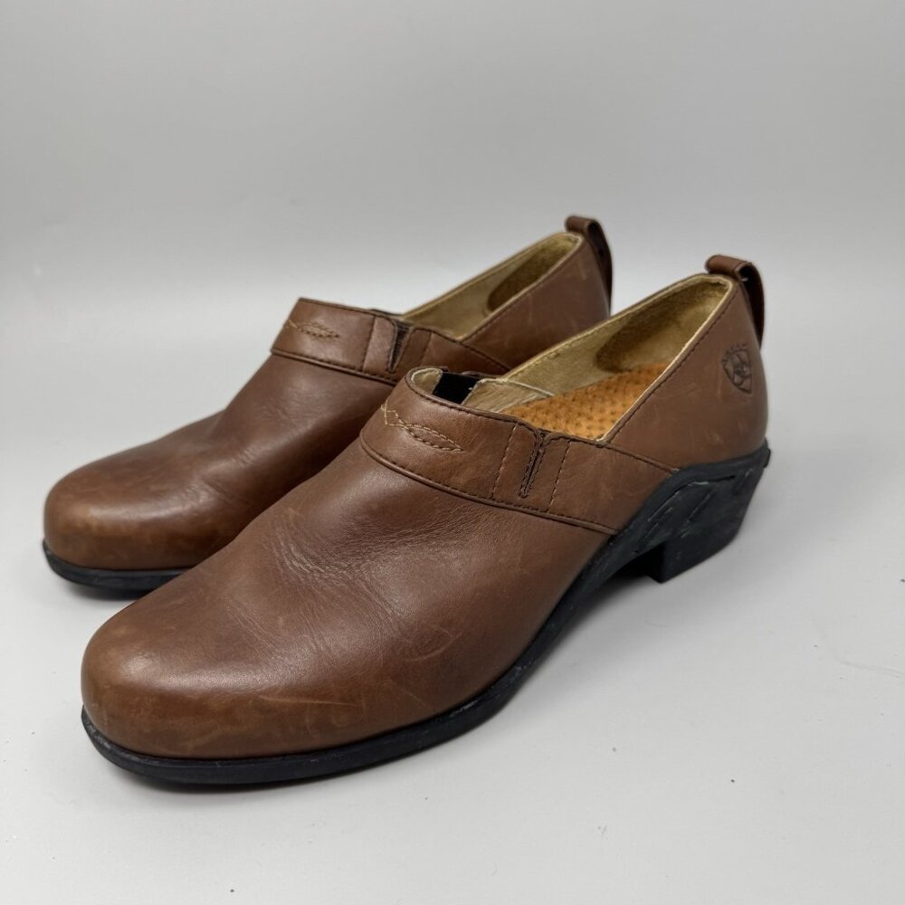 Ariat Paddock Womens Size 8B Brown Booties Leather Slip On Clog Shoes 52326 - Picture 3 of 10